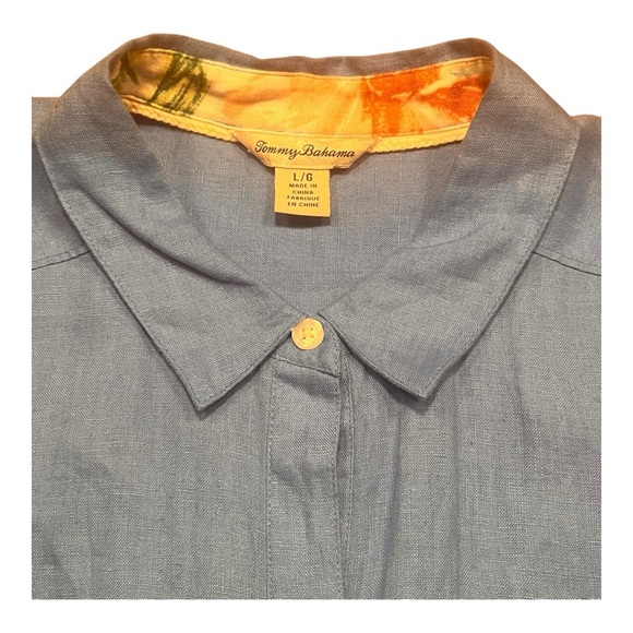 Tommy Bahama 100% Linen Two Palms Sleeveless Shirt Dress size L - Picture 7 of 8